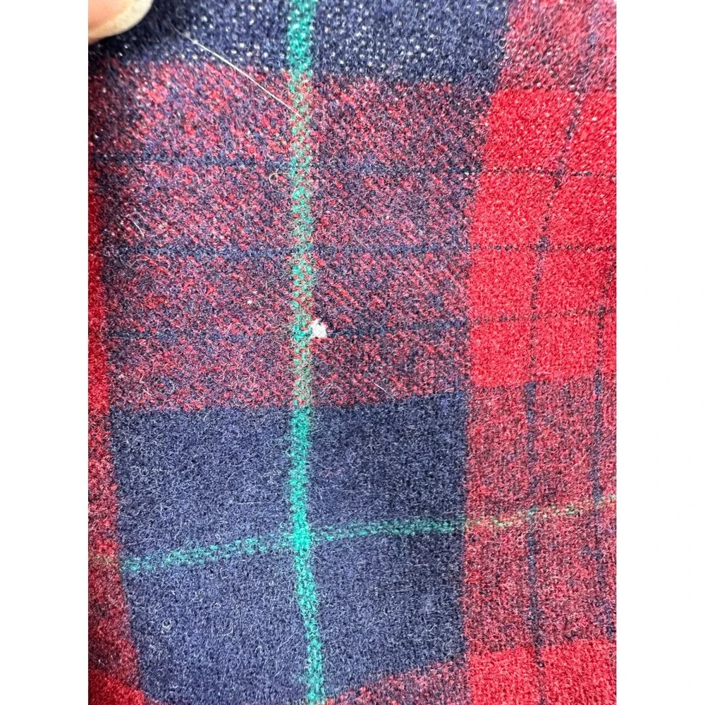 Pendleton Wool Scarf Robinson Dress Tartan Plaid Red Blue Vintage Made in USA